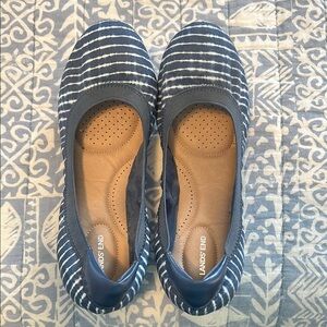 Lands' End Women's Striped Blue Flats